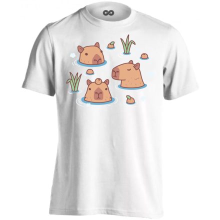 Capybara fürdőzés capybarás férfi póló (fehér)