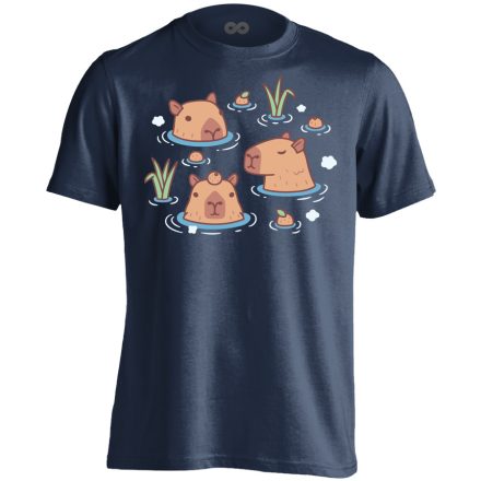 Capybara fürdőzés capybarás férfi póló (tengerészkék)