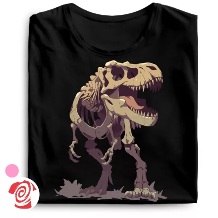 T-rex csontváz dínós női póló (fekete)