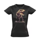 T-rex csontváz dínós női póló (fekete)