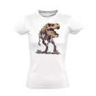 T-rex csontváz dínós női póló (fehér)
