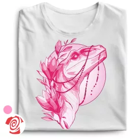 Virágzó raptor dínós női póló (fehér)