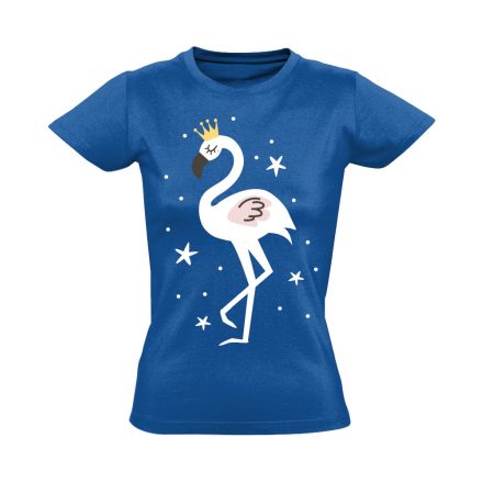 Cuki "fehérke" flamingós női póló (kék)