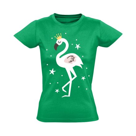 Cuki "fehérke" flamingós női póló (zöld)