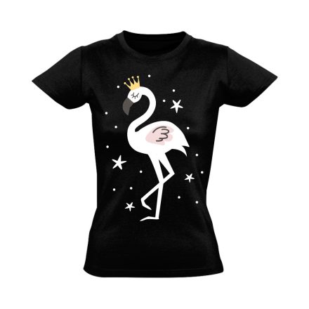 Cuki "fehérke" flamingós női póló (fekete)