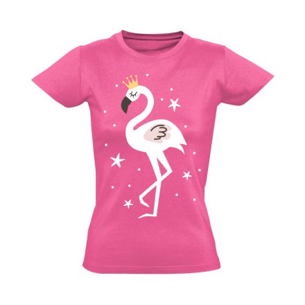 Cuki "fehérke" flamingós női póló (rózsaszín)