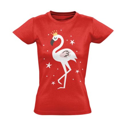 Cuki "fehérke" flamingós női póló (piros)
