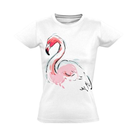 Art "akvarell" flamingós női póló (fehér)