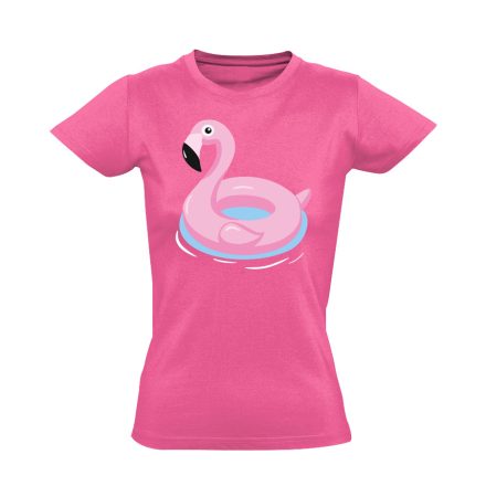 Felfújódott flamingó flamingós női póló (rózsaszín)