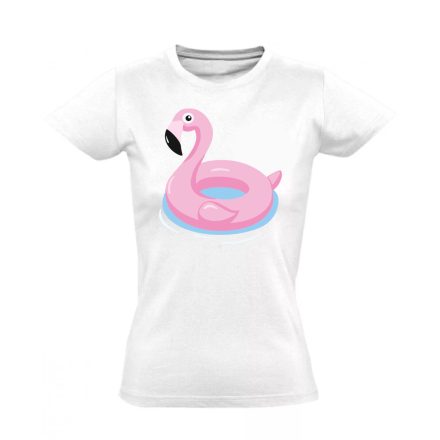 Felfújódott flamingó flamingós női póló (fehér)