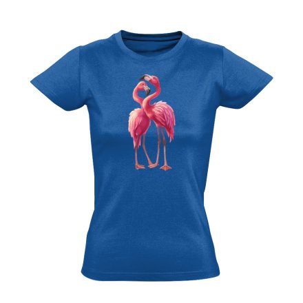 Páros álldogálás flamingós női póló (kék)