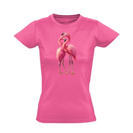 Páros álldogálás flamingós női póló (rózsaszín)