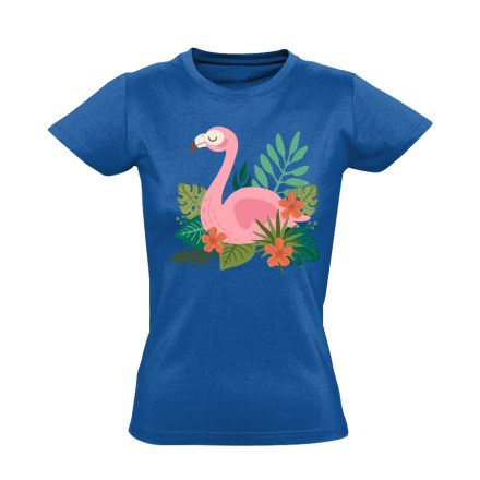 Trópusi pihenős flamingós női póló (kék)