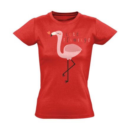 Cuki "cute" flamingós női póló (piros)