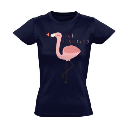 Cuki "cute" flamingós női póló (tengerészkék)