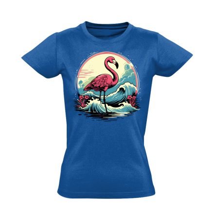 Hullámtörő flamingós női póló (kék)