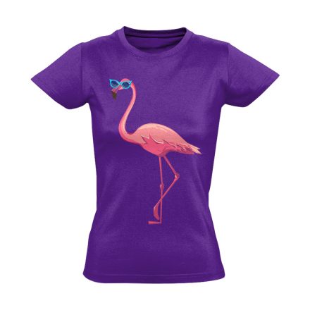 Realisztikus "napszemcsi" flamingós női póló (lila)