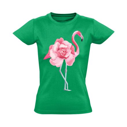 Rózsamingó flamingós női póló (zöld)