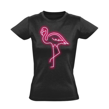 Art "neon" flamingós női póló (fekete)