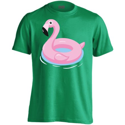 Felfújódott flamingó flamingós férfi póló (zöld)
