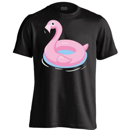 Felfújódott flamingó flamingós férfi póló (fekete)