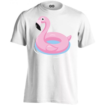 Felfújódott flamingó flamingós férfi póló (fehér)