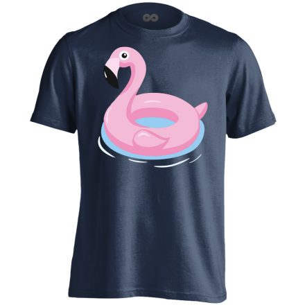 Felfújódott flamingó flamingós férfi póló (tengerészkék)