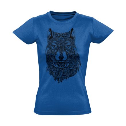 Míves farkasos női póló (kék)