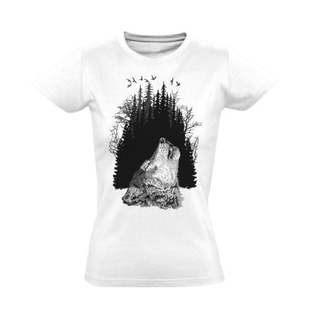 ErdőMélye farkasos női póló (fehér)