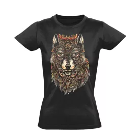 Tribal farkasos női póló (fekete)