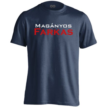 Magányos farkas farkasos férfi póló (tengerészkék)