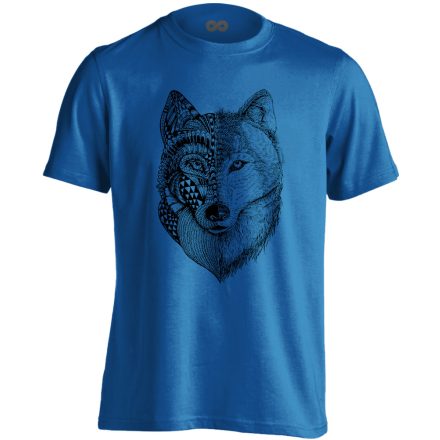 FélArc farkasos férfi póló (kék)