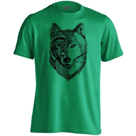 FélArc farkasos férfi póló (zöld)