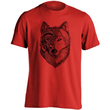 FélArc farkasos férfi póló (piros)