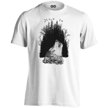 ErdőMélye farkasos férfi póló (fehér)