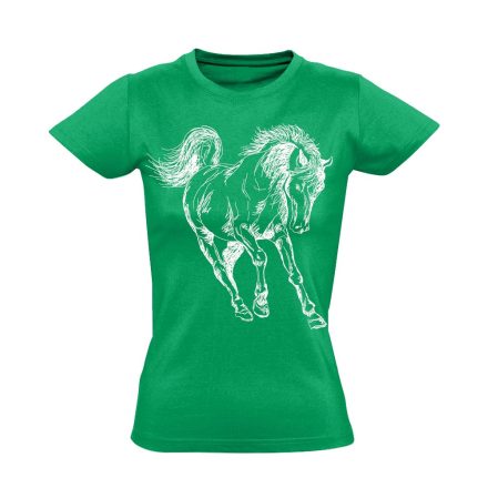 Art "negatív" lovas női póló (zöld)