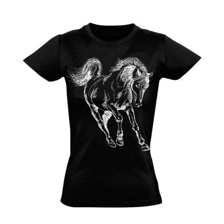 Art "negatív" lovas női póló (fekete)