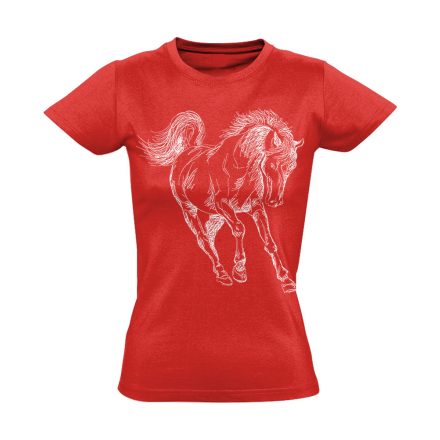 Art "negatív" lovas női póló (piros)