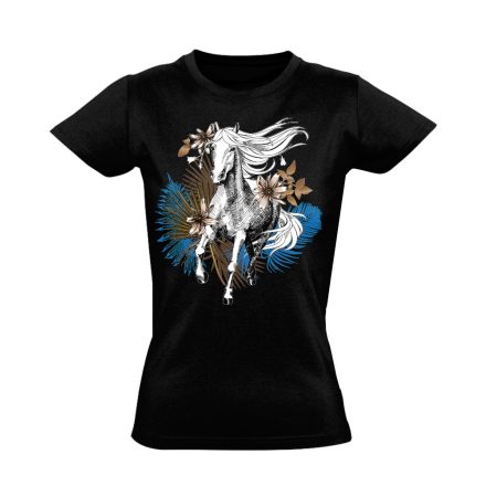 Art "pálma" lovas női póló (fekete)