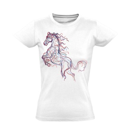 Art "szálak" lovas női póló (fehér)