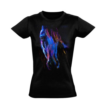 Realisztikus "kréta" lovas női póló (fekete)