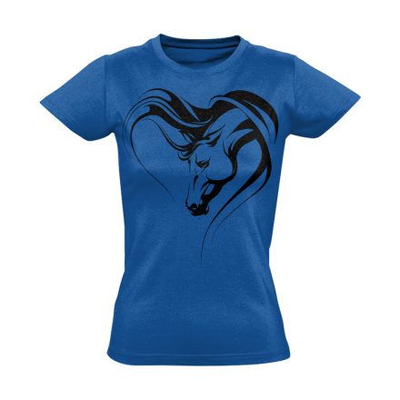 Realisztikus "szív" lovas női póló (kék)
