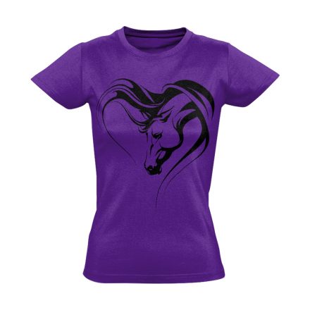 Realisztikus "szív" lovas női póló (lila)