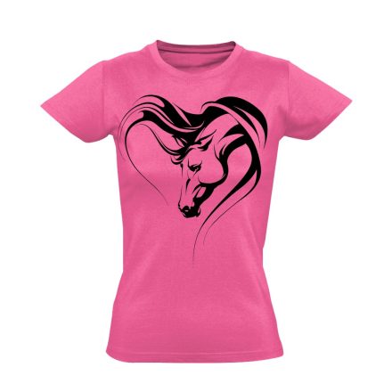 Realisztikus "szív" lovas női póló (rózsaszín)