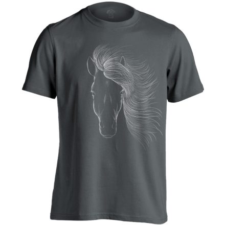 Art "sörény" lovas férfi póló (szénszürke)