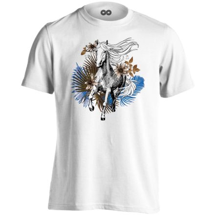 Art "pálma" lovas férfi póló (fehér)