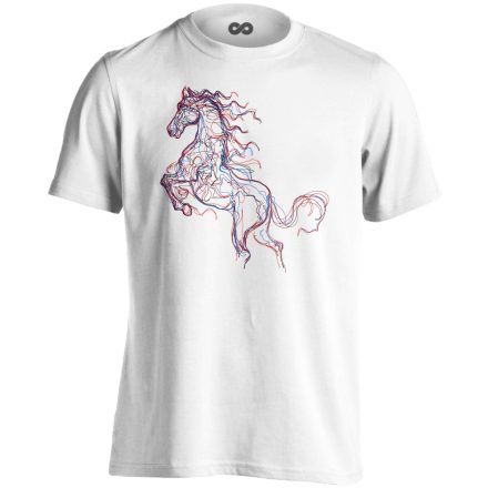 Art "szálak" lovas férfi póló (fehér)