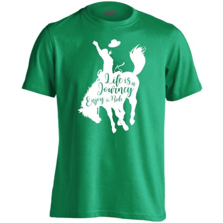 Feliratos "journey" lovas férfi póló (zöld)