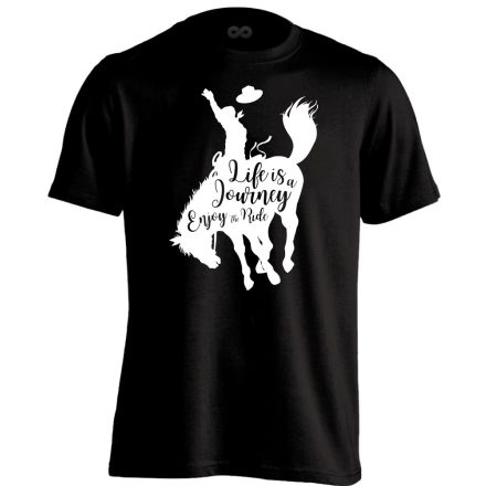 Feliratos "journey" lovas férfi póló (fekete)