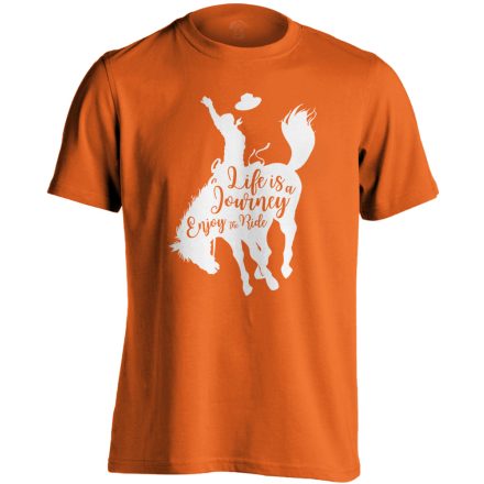 Feliratos "journey" lovas férfi póló (narancssárga)